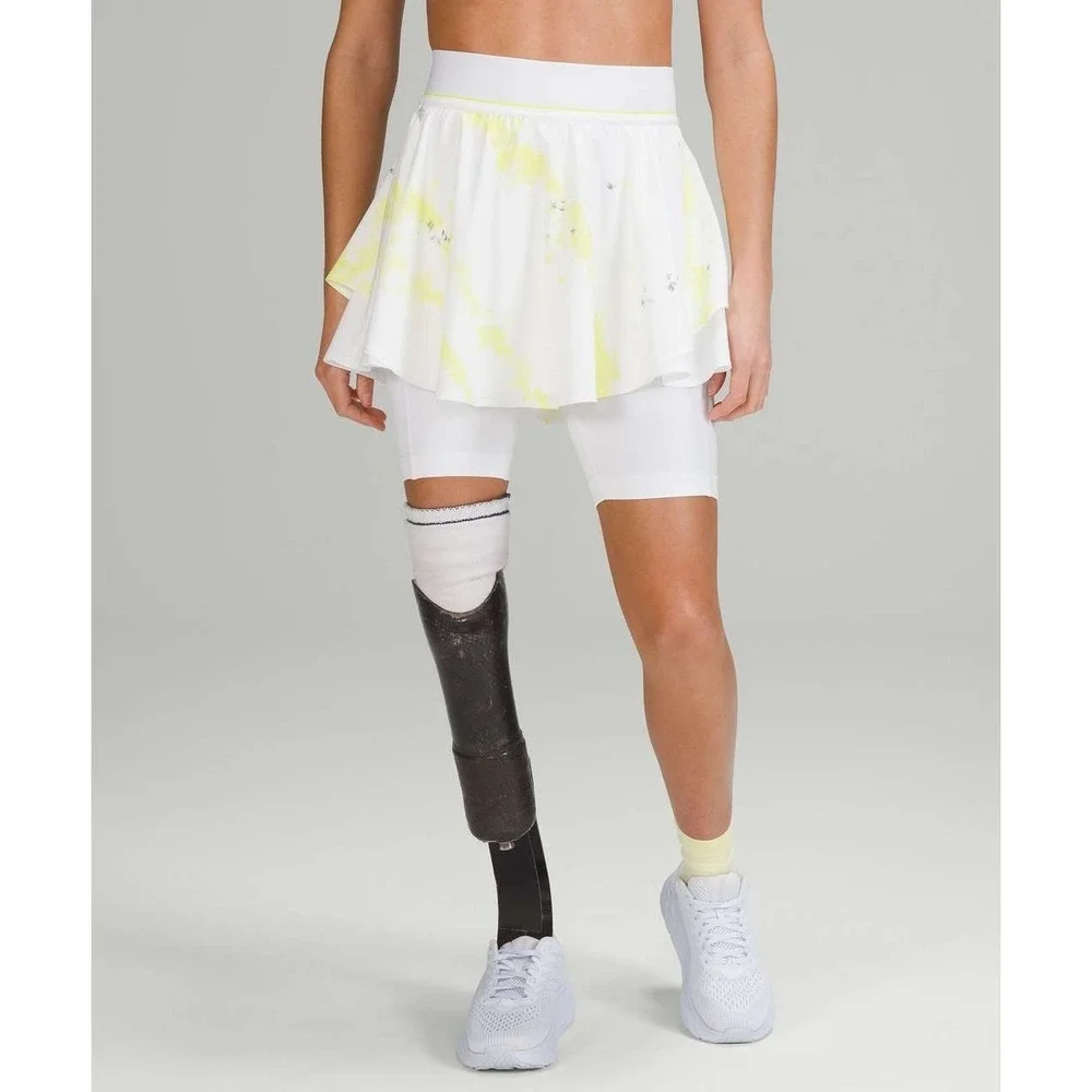 Lululemon Court Rival High-Rise Skirt Extended Liner Lemon Multi/White Size‎ 2